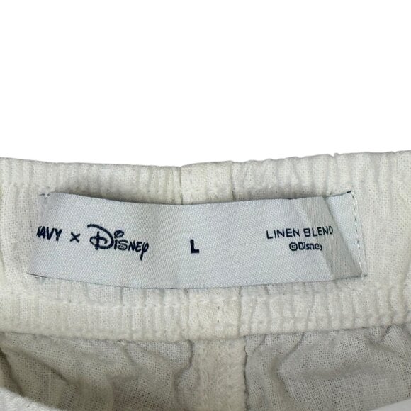 Old Navy x Disney Shorts Mens Large Beige White Pull On Linen Blend Mickey Mouse - Picture 4 of 14